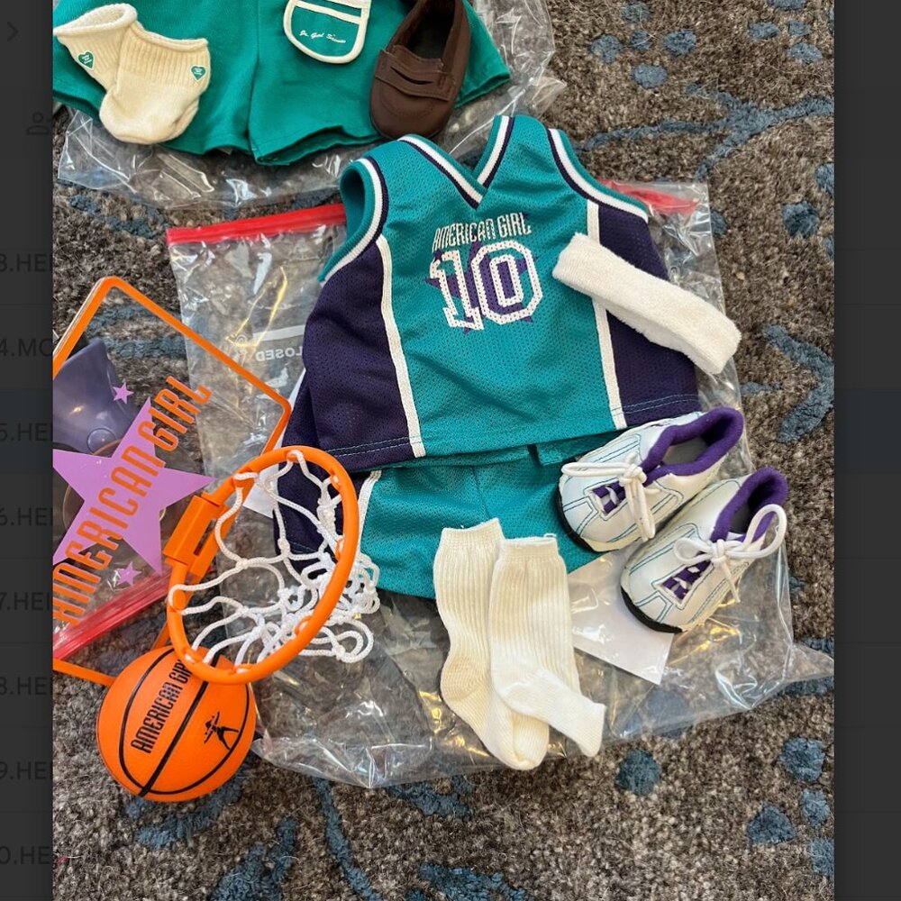 Retired Vintage American Girl Doll Basketball Uniform and Hoop